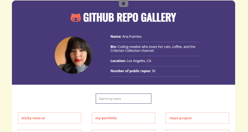 GitHub Repo Gallery homepage